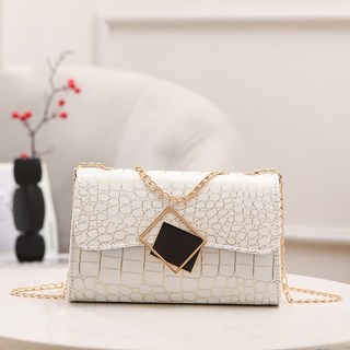우아한 악어 패턴 숄더 페이퍼 가죽 가방 2024 패션 다용도 크로스 바디 럭셔리 감각 도매, [01] white, 1개