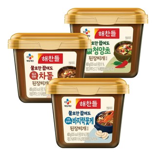 CJ 해찬들 물로만끓여도 된장찌개양념 450g 혼합 (바지락꽃게+차돌된장+청양초), 1.35kg, 1세트