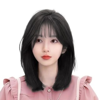 지비킹 여자정수리 앞머리 부분 가발 인모100% 수제가발, 자연검정, 1개
