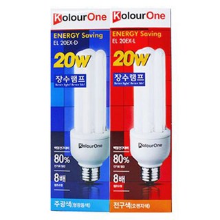 장수램프 안정기 내장형 램프 20W EL 20EX-D, 전구색, 4개