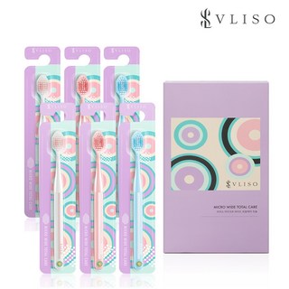 브리소 마이크로 와이드 칫솔 토탈케어 어금니 이중미세모 부드러운칫솔 잇몸마사지, 1세트, 6개입