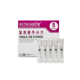 성심 일회용 주사기 5cc 21g x 32mm 100개입 니들 바늘, 성심 일회용 주사기 5cc 21g x 32mm 100개, 1개