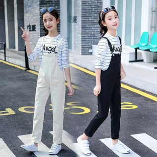 세븐스타 AK0383 여아 키즈 주니어 초등학생 봄 가을 여름 데님 청 멜빵바지 청바지 팬츠 캐주얼 데일리 아동복
