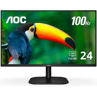 AOC 27B2H 27 Full HD IPS 모니터 3면 프레임리스 울트라 슬림 디자인 HDMI VGA 입력 Lowblue Mode VESA 호환 Black, 24" FHD, IPS Panel 100Hz, 1개