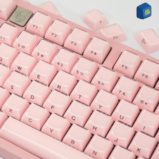 키덜테리어 크리스탈 젤리푸딩 반투명 측각 키캡 영문각인 OEM프로파일 이중사출, 핑크-영문각인