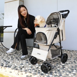 조이로 퍼피로A 강아지 개모차 반려동물 폴딩 유모차 [레인커버 증정], 아이보리, 1개