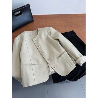 수트 노카라 트위드 자켓