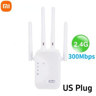 샤오미 1200M WiFi 리피터 2.4G/5G 듀얼 밴드 Wifi 증폭기 네트워크 확장기 범위 6 안테나 무선 라우터, 02 300Mbps US Plug