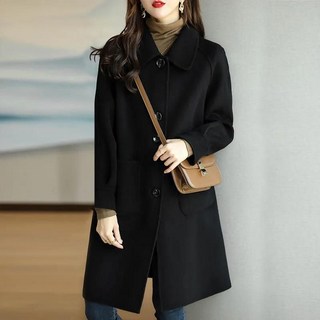 카라넥 울코트 모직 재킷 가을 겨울 여성 롱 핸드메이드 오버핏 따뜻한 아우터