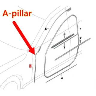 51357179123 BMW 7 시리즈 F01 F02LCI 730Li 의 전면 및 문짝 프레임 고무 스트립에 적합, 01 빠른, 03 Number 6 L R