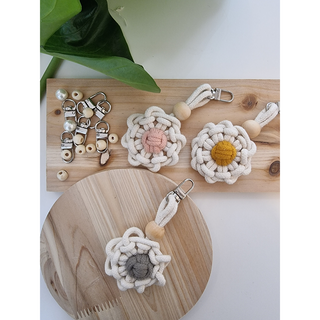 마크라메 키링 꽃방석키링 열쇠고리 키홀더 가방부자재 악세사리 자동차키, 웜그레이, 1개