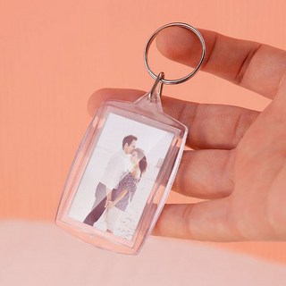 도매팜 2+1 미니 투명 액자 사진 수납 열쇠고리 키링, 하트형+사각형+무늬사각형, 1세트