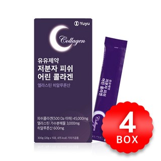 유유제약 저분자 피쉬 어린 콜라겐 엘라스틴 히알루론산 20g X 15포 X 4박스, 300g, 4개