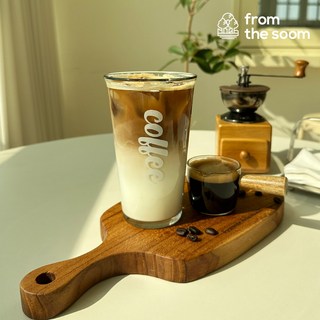 프롬더숨 홈카페 컵 레터링 내열 유리컵 아이스 커피잔 하이볼잔 맥주잔 텀블러 물컵 500ml, 홈카페 커피컵 (500ml), 1개