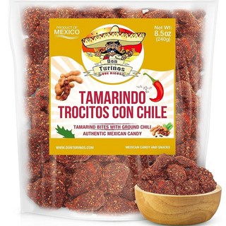 Tamarindo De Frutas Con Chile 정통 멕시코 타마린드 캔디 칠리 달콤하고 톡 쏘는 맛있고 스파이시. Don Turinos Dulce De Tamari, 8.5 Ounce (Pack of 1), 240g, 1개