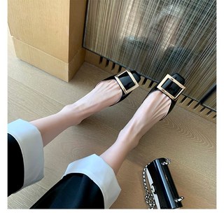 Ogfaour여름 가을 심플 스퀘어 에나멜 스퀘어 토오픈 소프트 플랫 단화녀B202187