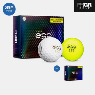 [2더즌][프로기아코리아정품]2024 PRGR 슈퍼 에그 고반발 비거리 골프볼 비거리용 골프공[2COLORS][2피스 24알], 12개입, 2세트