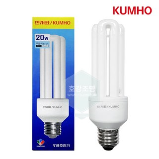 금호전기 번개표 삼파장전구 EL 20W E26 주광색