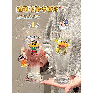 짱구는 못말려 짱구 맥주컵 유리잔 대형 대용량 컵 와인잔 주스 음료수 액션가면 2개 세트, A + D