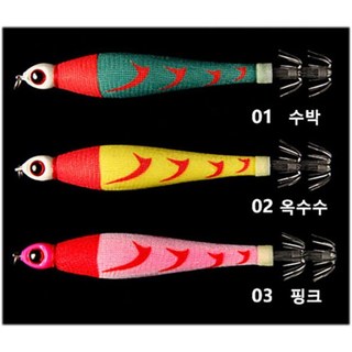 나우바이트 한치 이카메탈, 40호 3색(수박, 옥수수 핑크) 1세트, 3개, 150g