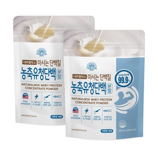 내추럴박스 농축 유청 단백질 분말 WPC 프로틴 파우더, 500g, 2개