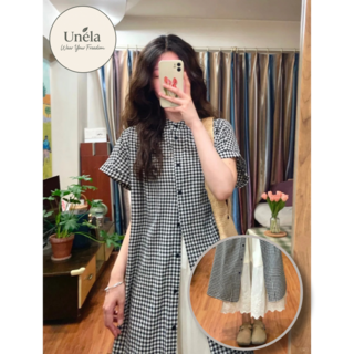 유넬라 체형커버 루즈핏 셔츠형 원피스 레이어드 세트
