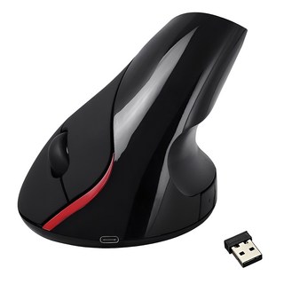 충전식 인체공학적 수직 마우스 노트북 컴퓨터 PC USB 리시버 포함 맥 윈도우용 2400 DPI 6 버튼 2.4G, 01 CHINA, 01 Black