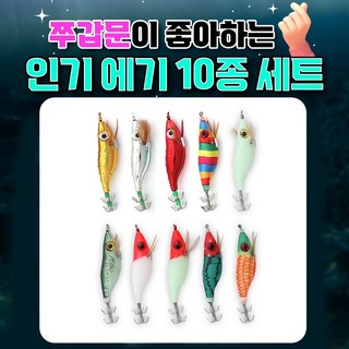왕눈이에기 10종세트 문어에기 쭈꾸미에기 에기세트 고추장에기 레이저에기, 1세트, 100g, 10종 혼합