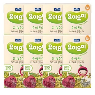 요미요미 맘마밀 유기농 레드비트 골든사과 주스, 125ml, 8개