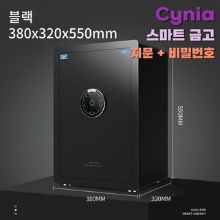 Cynia 예쁘고 튼튼한 가정용 금고 지문인식 비밀번호 소형부터 대형, 55cm, 블랙