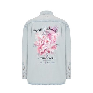 우영미 블루 플라워 백로고 데님 셔츠 W251SH16982L