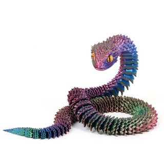 푸른 뱀 모형 인형 자유관절 3D프린터 선물 소품, 60CM, 레인보우다크, 1개