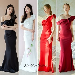 오프숄더 프릴 머메이드 드레스