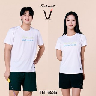 테크니스트 배드민턴 기획 티셔츠 반팔 상의 화이트 TNT6536 남녀공용 남성 여성