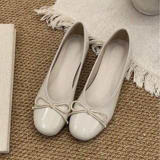 여성 에나멜 플랫 레드 라운드 토 춘추 프렌치로퍼 C10Z3I 카쥬2