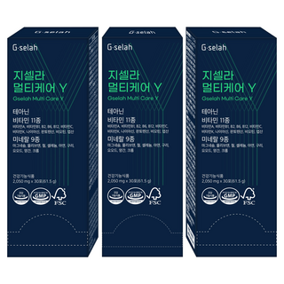[3개월분] 지셀라 멀티케어Y 종합 비타민 남녀노소 테아닌 마그네슘 수면 숙면 릴랙스 올인원 영양제 [유통기한 2026.02.12], 3개, 30회분