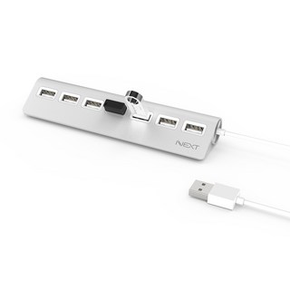 넥스트유 USB 2.0 7포트 무전원 USB허브 NEXT-717UH, SILVER (1년 무상 AS), 1개
