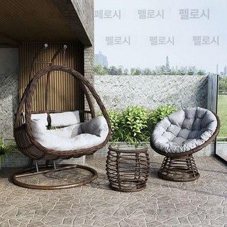 루앤샵 테라스흔들야외그네 펜션 원목 흔들의자 카페, 21.더블 더블로드 인조목 + 드럼 커피 테이블 + 레