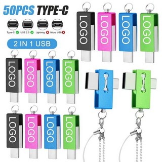 usbc타입 C USB 플래시 드라이브 128GB OTG 고속 펜 64GB 2 in 1 미니 메모리 스틱 실제 용량 펜드라이브 창의적인 선물 50, 32GB, Black, 50개