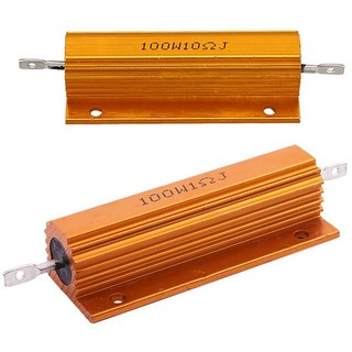 2pcs 골드 알루미늄 클래드 전력 저항 저항 100W - 1 옴 1R & 10 Ohm 10R, 하나, 금, 2개