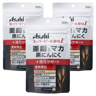 Asahi 슈퍼 맥주 효모 Z 아연 & 마카 흑마늘 타블렛, 3개, 300정