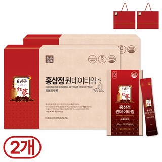 [1+1특가] 홍삼정 6년근 프리미엄 홍삼 스틱 + 쇼핑백 포함, 2개, 300ml