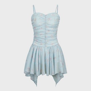오드원아웃 FLOWER SHIRRING ONE PIECE SKY