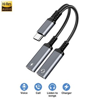 듀얼 타입 USB C 헤드폰 잭 오디오 어댑터 고속 충전 60W 삼성 아이폰 15 화웨이용 2 IN USB C 분배기 신제품, 3) 2 IN 1 Silver, 1개