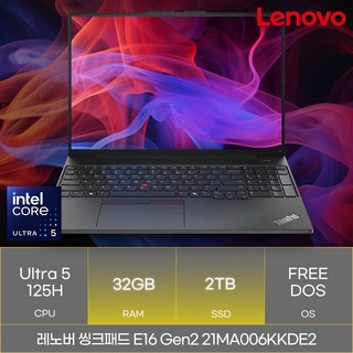 레노버 씽크패드 E16 Gen2 21MA006KKDE2, Free DOS, 32GB, 2TB, 블랙