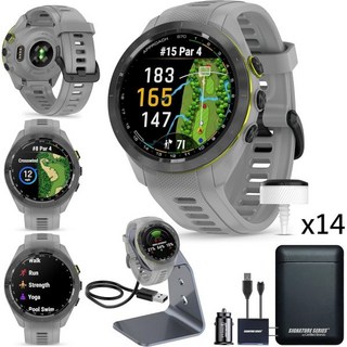 골프 GPS 가민 어프로치 S42 스마트워치 생생한 1.2인치 터치스크린 디스플레이 긴 배터리 수명 활동 및 수면 추적 시그니처 스탠드 전원 번들과 함께 앱과 통합, 42mm - Powder Gray, S70 with CT10 Full Set (14), 1개