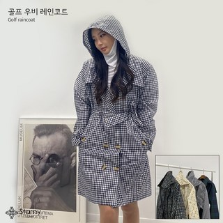 골프 비옷 우비 우의 레인코트 여성 여자 바람막이, 다크그린, 체크