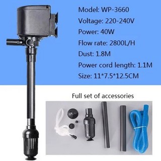 SOBO-다기능 잠수정 펌프 어항 필터 수족관 3 in 1 음소거 소형 통기 사이클, [03] WP-3660 40W, [02] AU adapter plug, 1개