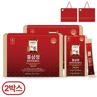 [1+1한정특가] 6년근 홍삼정 홍삼 명절선물 완판10만박스 쇼핑백 유산균 포함 플라이삼육오(주), 2개, 300ml, 1+1(2박스)