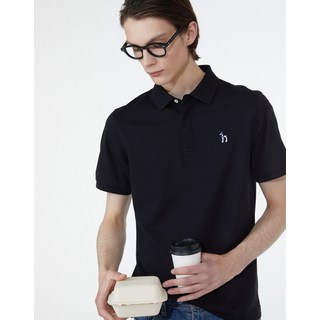 24SS [스테디셀러] 블랙 멜란지 면 반팔카라티셔츠 WHTS4B402BK